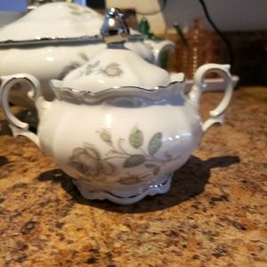 Mitterteich Germany Porcelain Mystic Rose sugar bowl